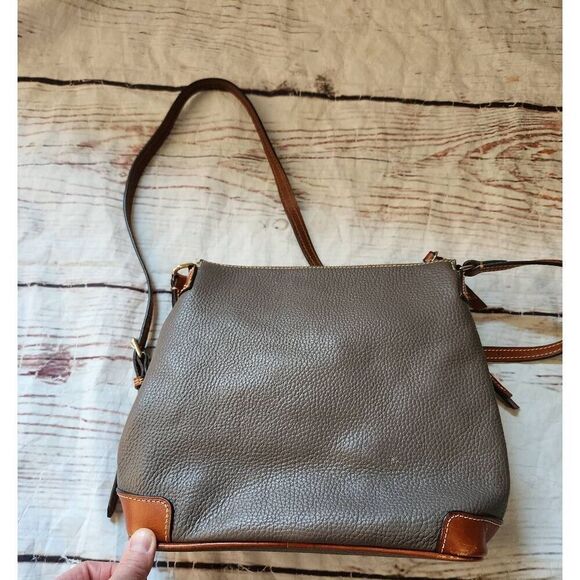 Dooney & Bourke Taupe Pebbled Leather Crossbody - Picture 2 of 10
